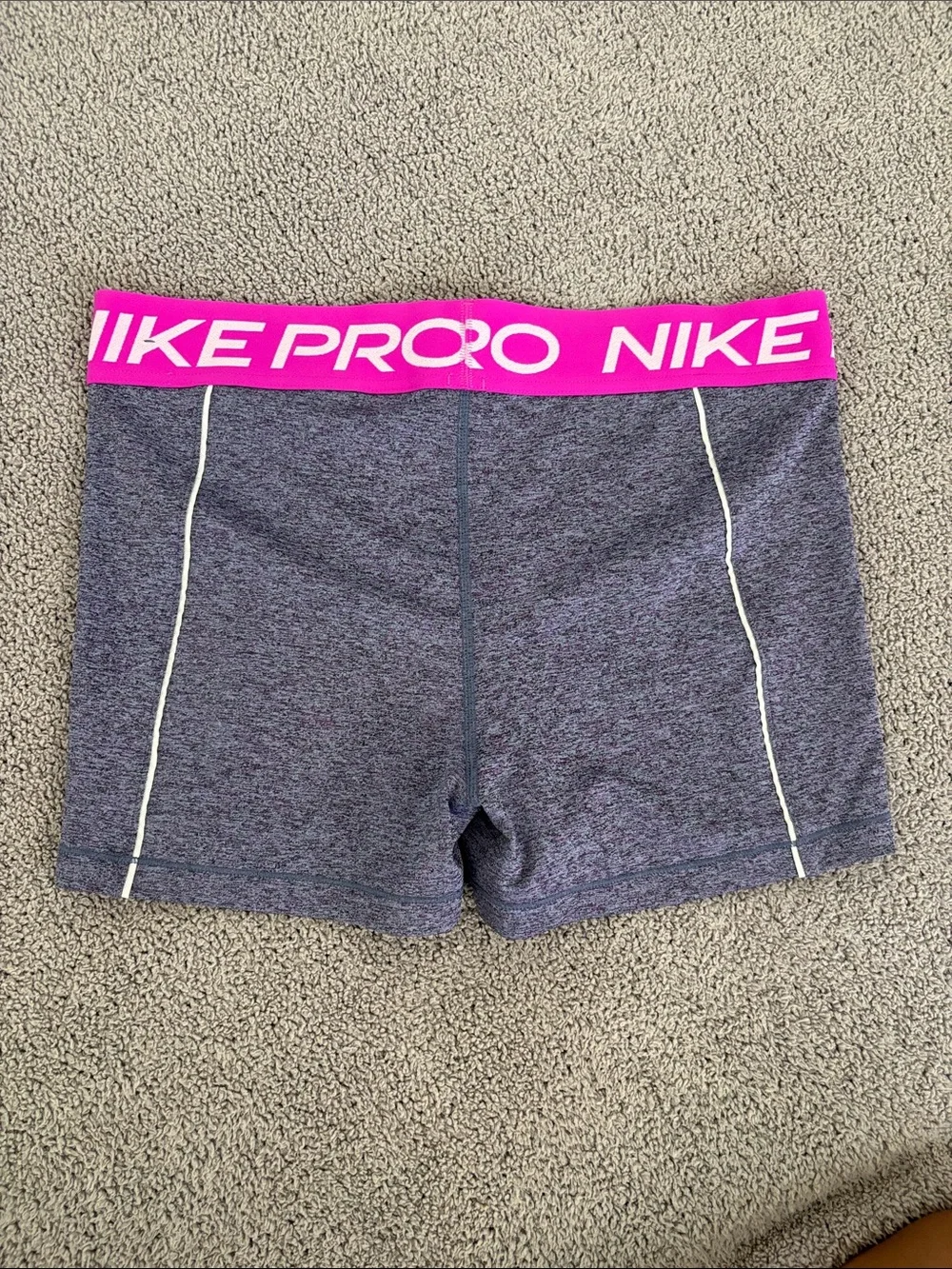 Nike Pro Heather Gray Athletic Shorts with Pink Waistband